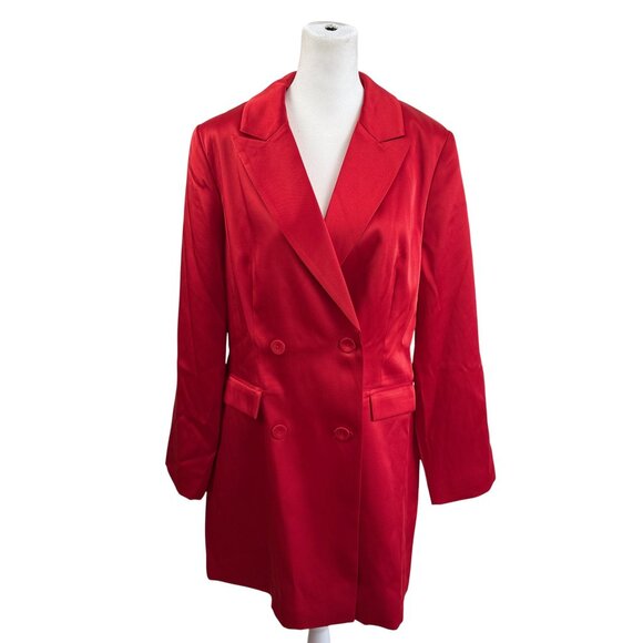 H&M Red Satin Double-Breasted Blazer Dress – Size Medium – NWT - Picture 3 of 9